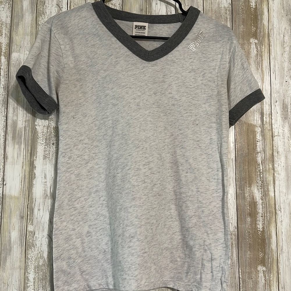 PINK LOGO V-Neck T-Shirt